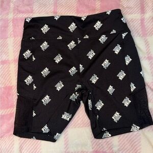 PINK Victoria's Secret Black Active Shorts with White Logo